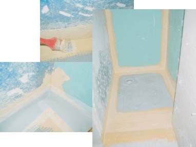 Dichtband in den Ecken der bodengleichen Dusche